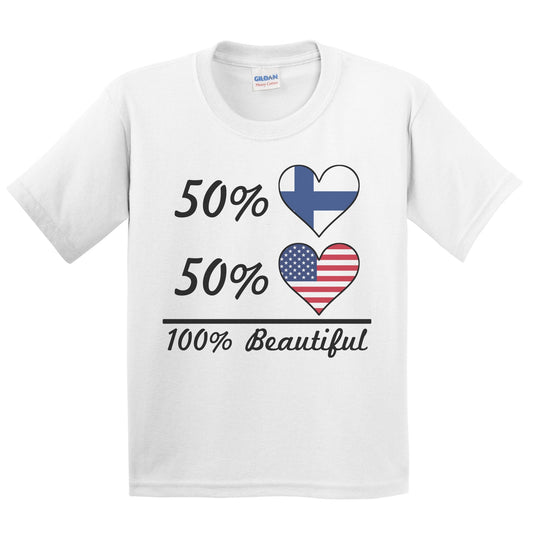 50% Finnish 50% American 100% Beautiful Finland Flag Heart Youth T-Shirt