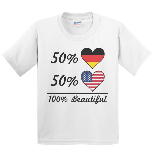 50% German 50% American 100% Beautiful Germany Flag Heart Youth T-Shirt