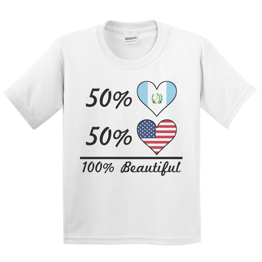 50% Guatemalan 50% American 100% Beautiful Guatemala Flag Heart Youth T-Shirt
