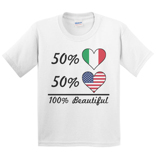 50% Italian 50% American 100% Beautiful Italy Flag Heart Youth T-Shirt