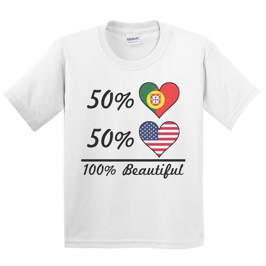 50% Portuguese 50% American 100% Beautiful Portugal Flag Heart Youth T-Shirt