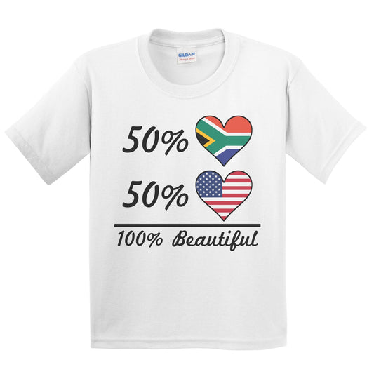 50% South African 50% American 100% Beautiful South Africa Flag Heart Youth T-Shirt
