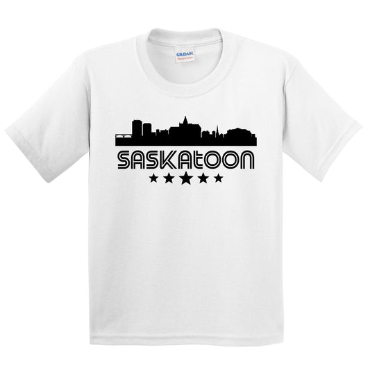 Saskatoon Saskatchewan Skyline Retro Style Kids T-Shirt