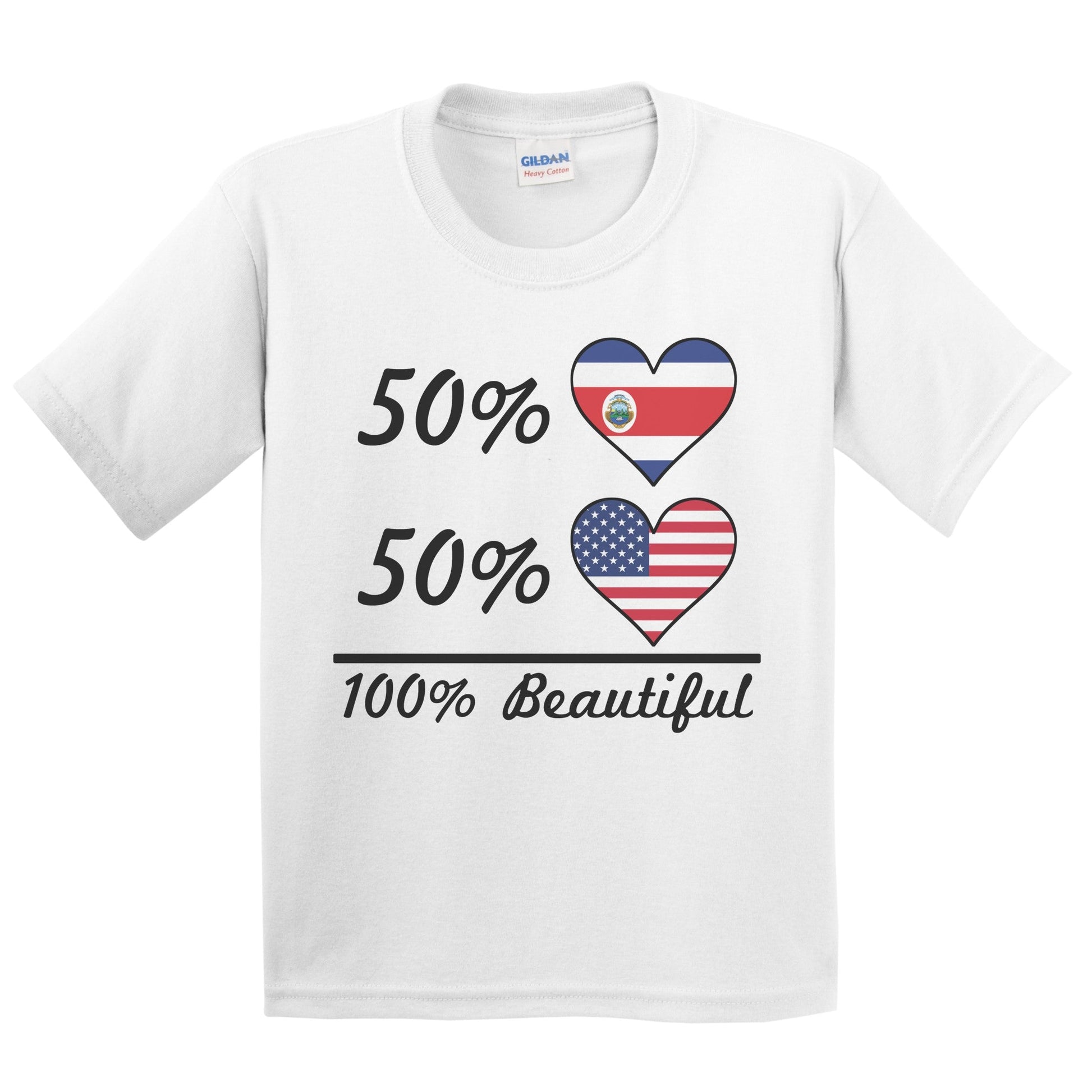 50% Costa Rican 50% American 100% Beautiful Costa Rica Flag Heart Youth T-Shirt