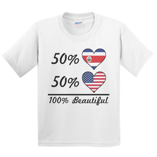 50% Costa Rican 50% American 100% Beautiful Costa Rica Flag Heart Youth T-Shirt