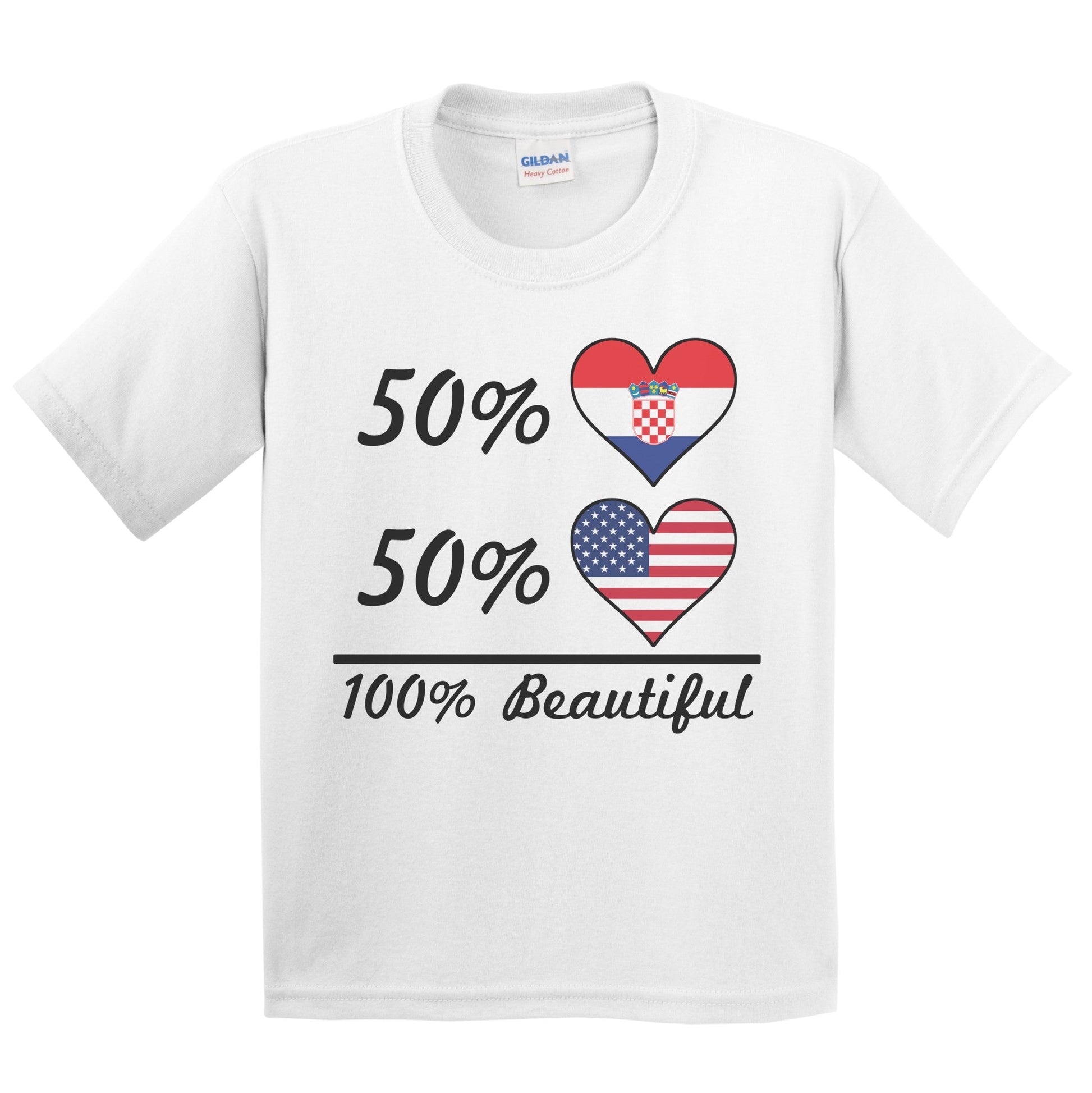 50% Croatian 50% American 100% Beautiful Croatia Flag Heart Youth T-Shirt