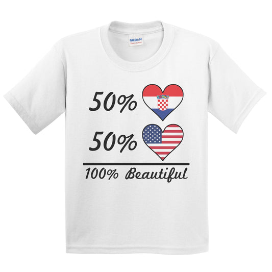 50% Croatian 50% American 100% Beautiful Croatia Flag Heart Youth T-Shirt