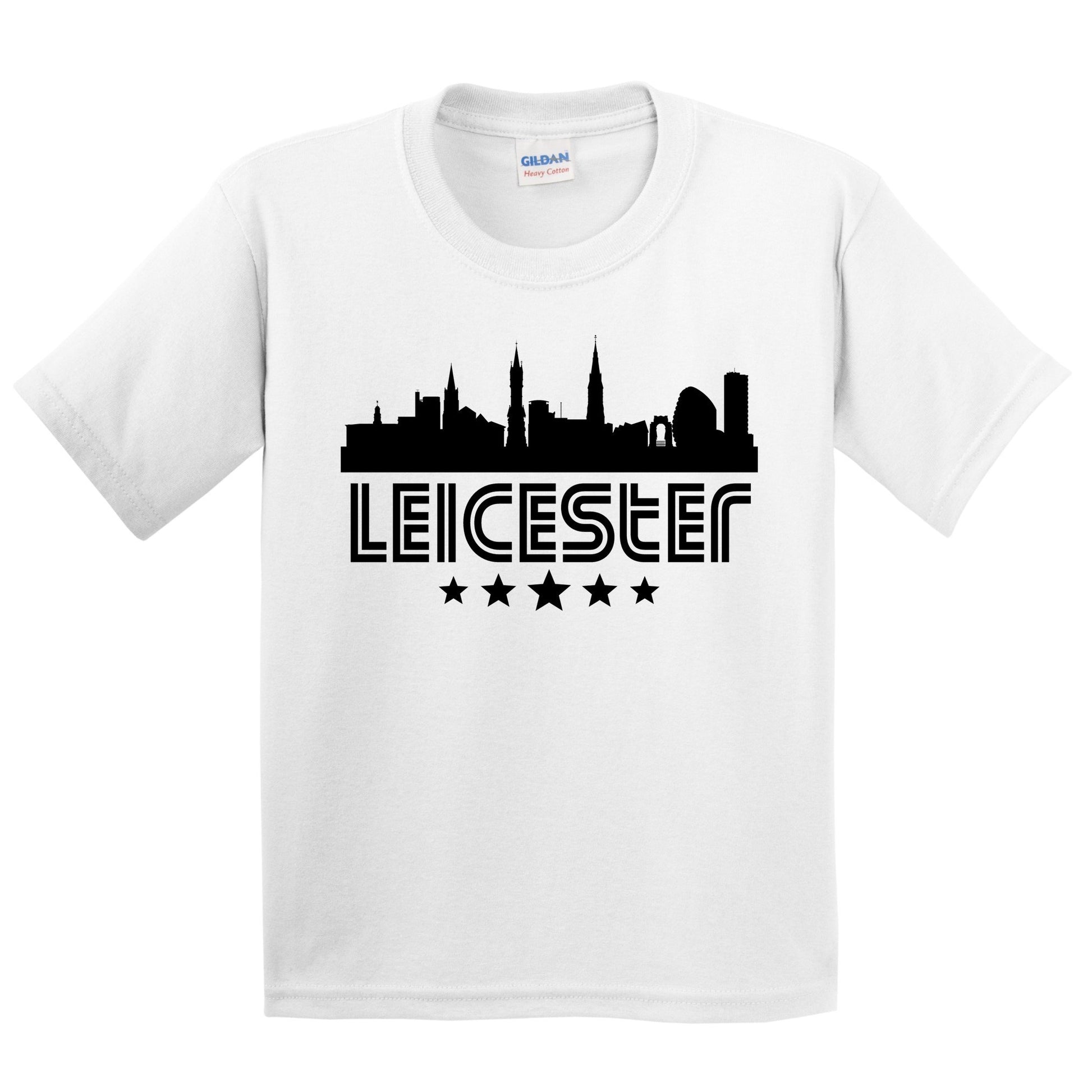 Leicester England Skyline Retro Style Kids T-Shirt