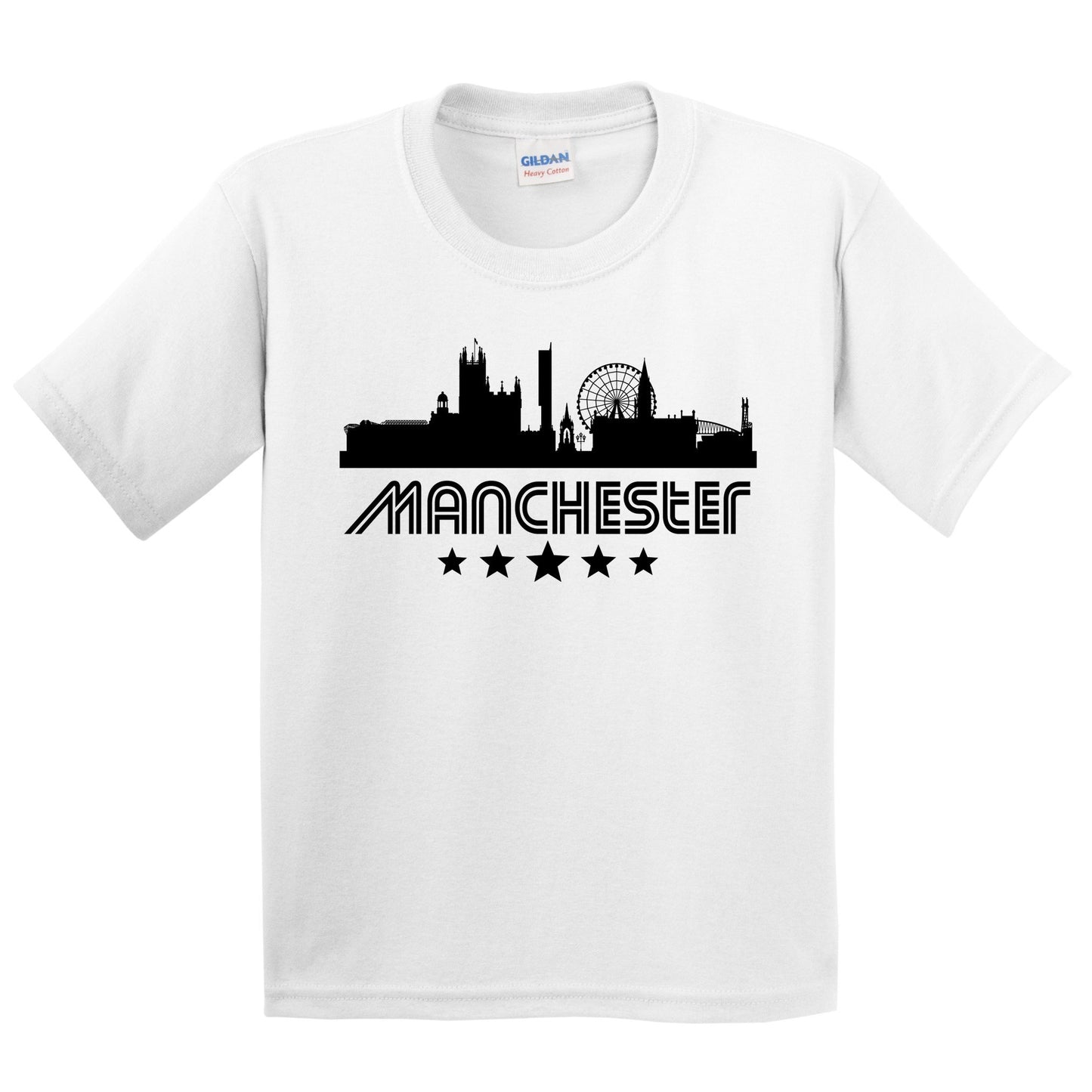 Manchester England Skyline Retro Style Kids T-Shirt