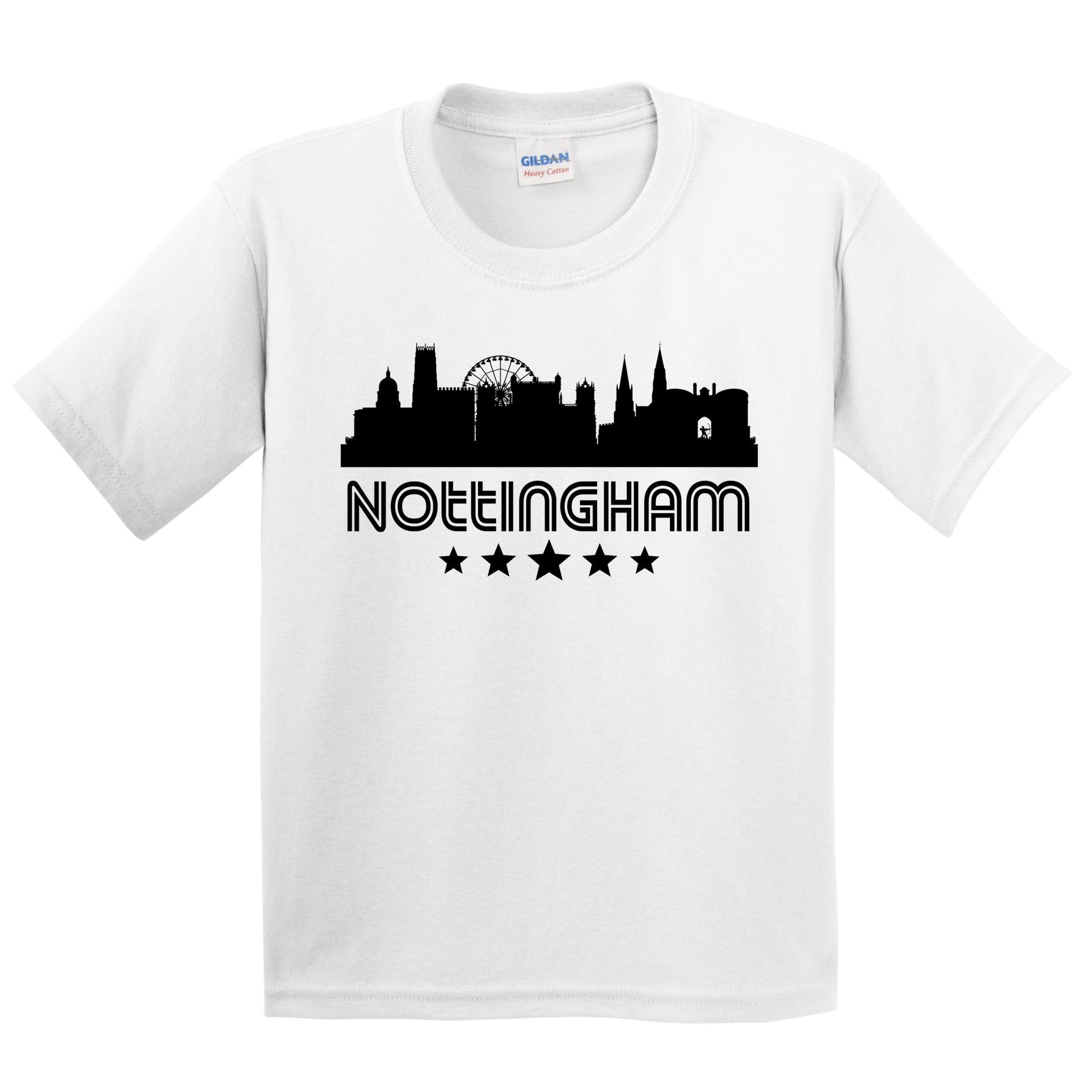 Nottingham England Skyline Retro Style Kids T-Shirt