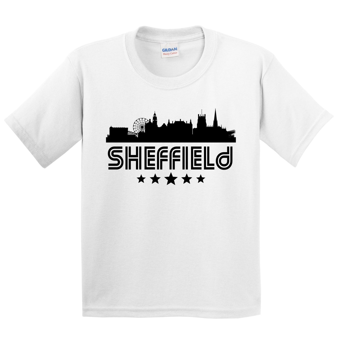 Sheffield England Skyline Retro Style Kids T-Shirt