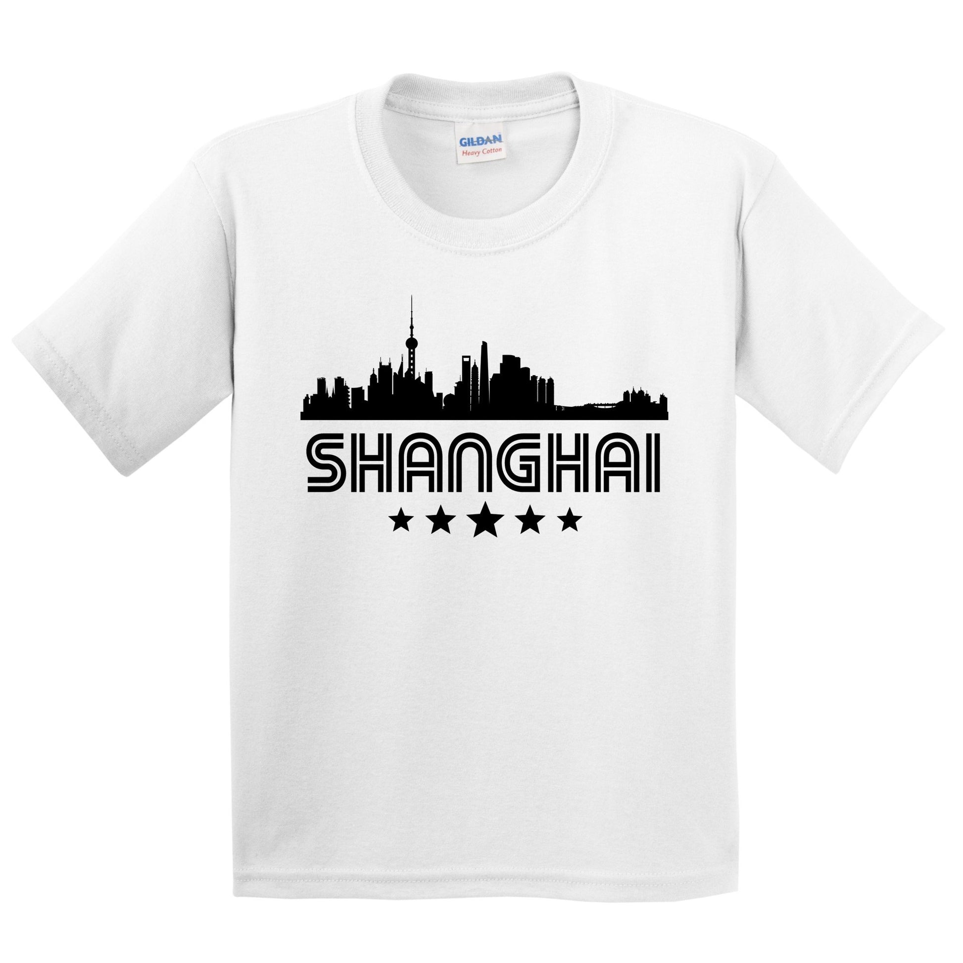 Shanghai China Skyline Retro Style Kids T-Shirt