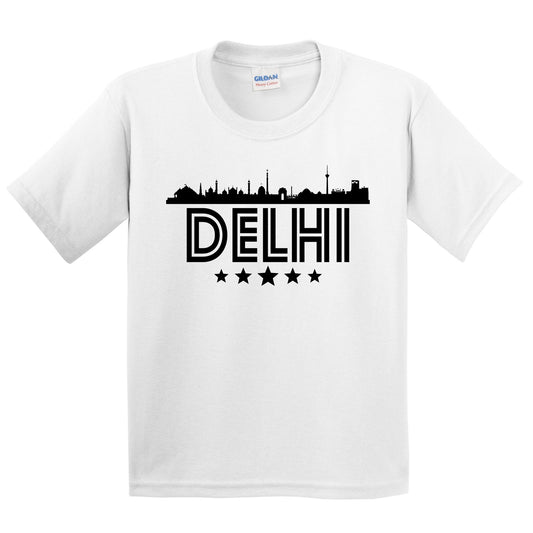 Delhi India Skyline Retro Style Kids T-Shirt
