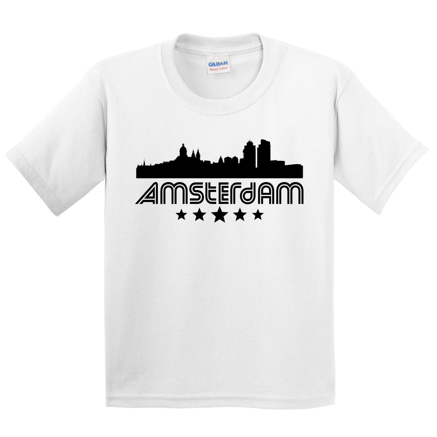 Amsterdam Netherlands Skyline Retro Style Kids T-Shirt