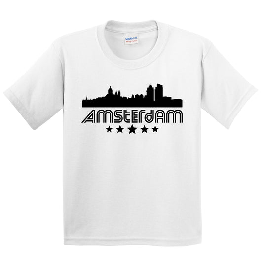 Amsterdam Netherlands Skyline Retro Style Kids T-Shirt