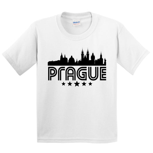 Prague Czech Republic Skyline Retro Style Kids T-Shirt