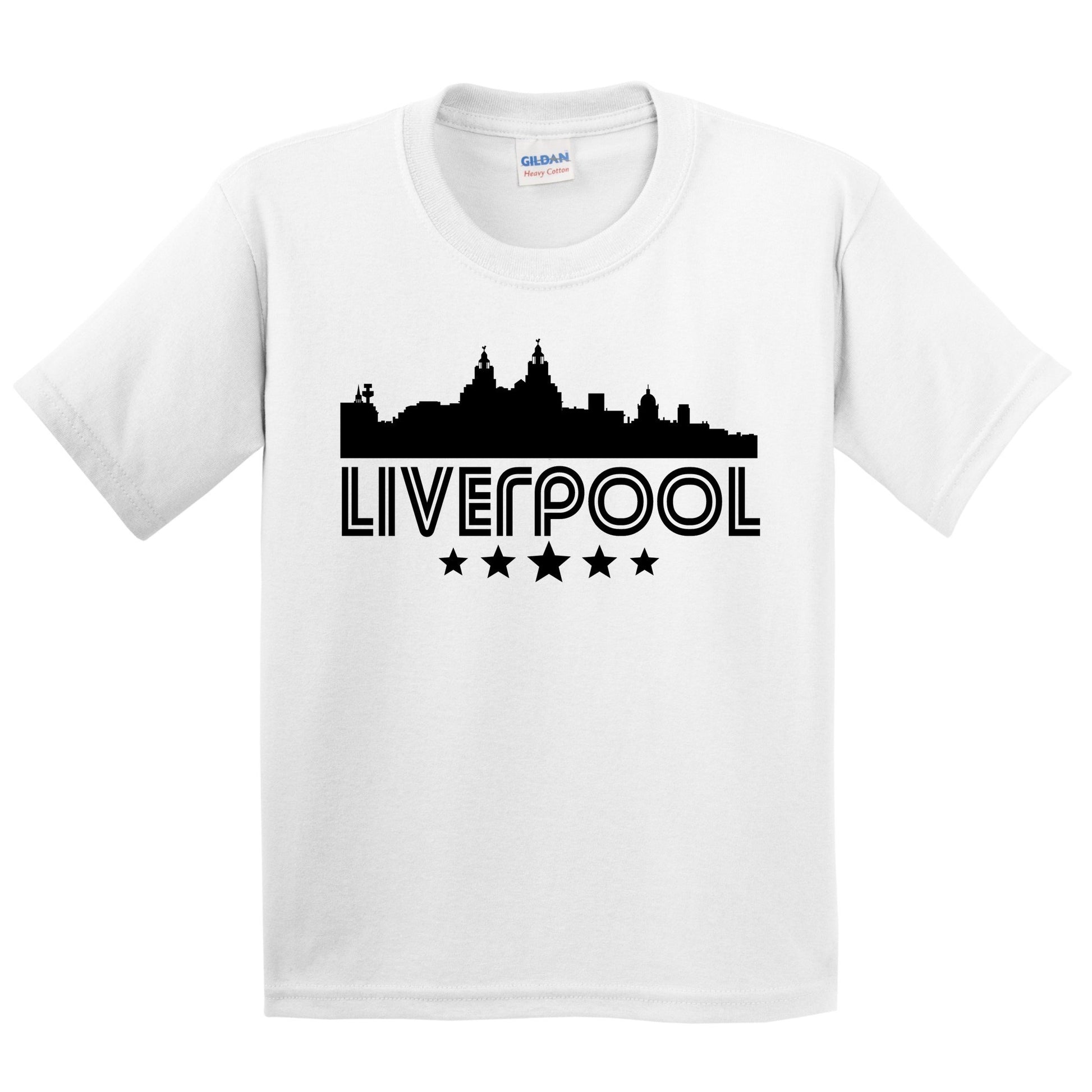 Liverpool England Skyline Retro Style Kids T-Shirt