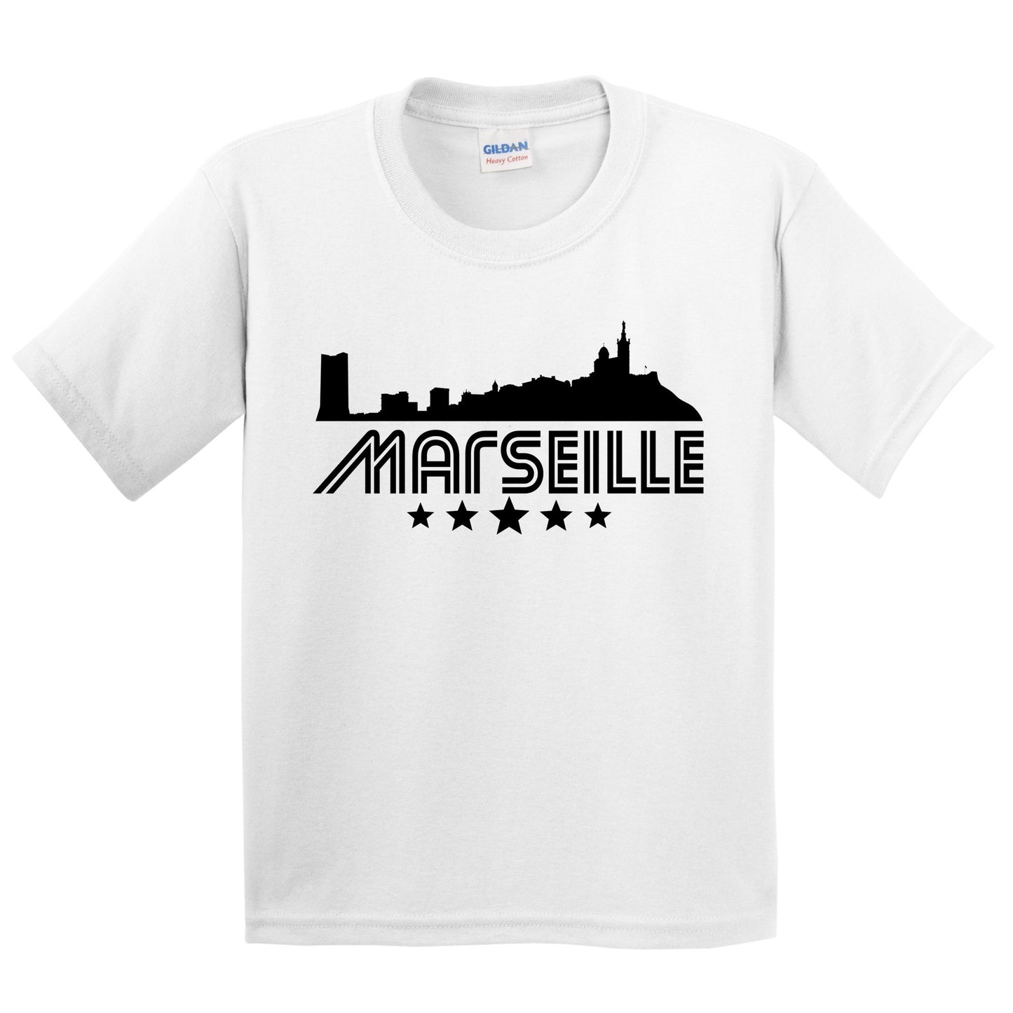 Marseille France Skyline Retro Style Kids T-Shirt