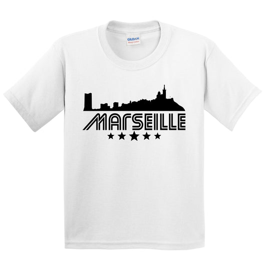 Marseille France Skyline Retro Style Kids T-Shirt