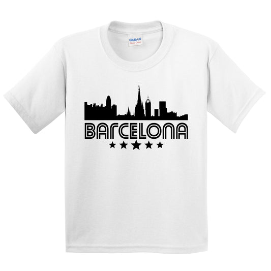 Barcelona Spain Skyline Retro Style Kids T-Shirt