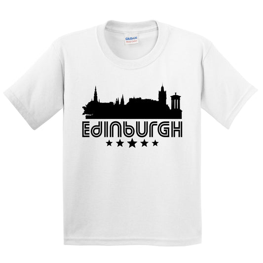 Edinburgh Scotland Skyline Retro Style Kids T-Shirt