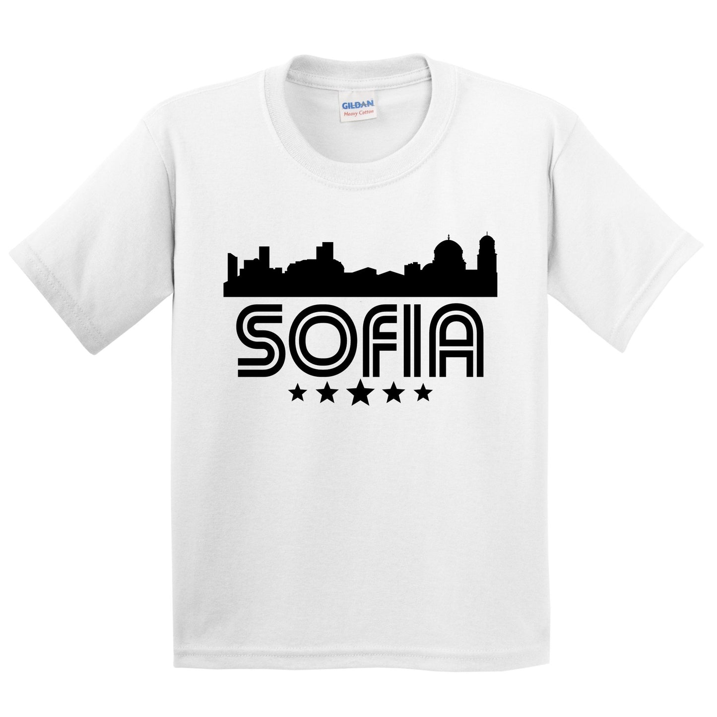 Sofia Bulgaria Skyline Retro Style Kids T-Shirt