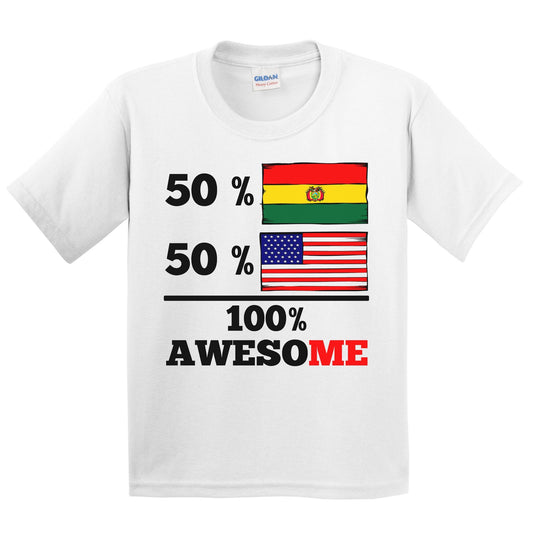 50% Bolivian 50% American 100% Awesome Kids Youth T-Shirt