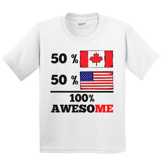 50% Canadian 50% American 100% Awesome Kids Youth T-Shirt