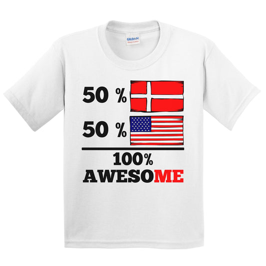 50% Danish 50% American 100% Awesome Kids Youth T-Shirt