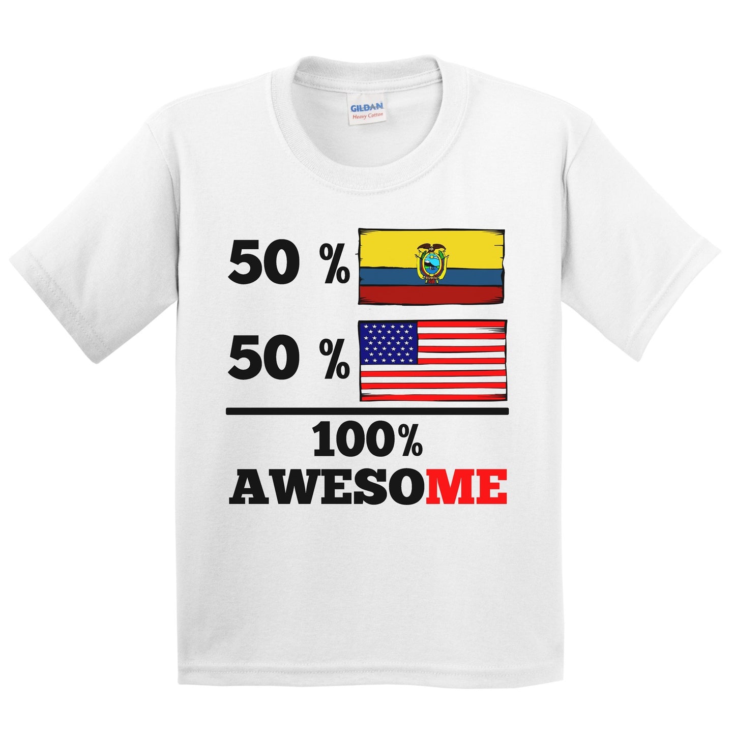 50% Ecuadorian 50% American 100% Awesome Kids Youth T-Shirt