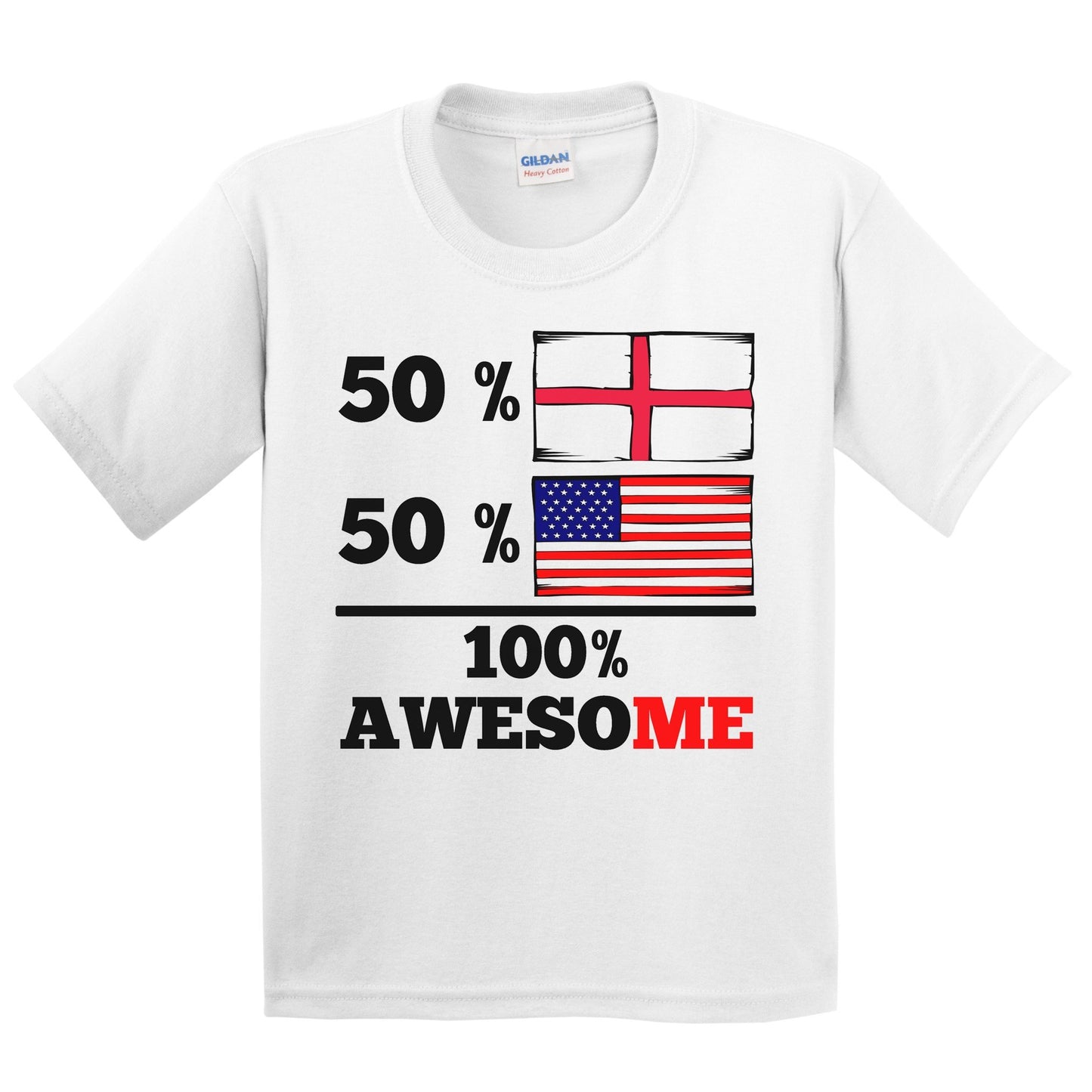 50% English 50% American 100% Awesome Kids Youth T-Shirt
