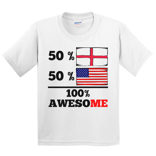 50% English 50% American 100% Awesome Kids Youth T-Shirt