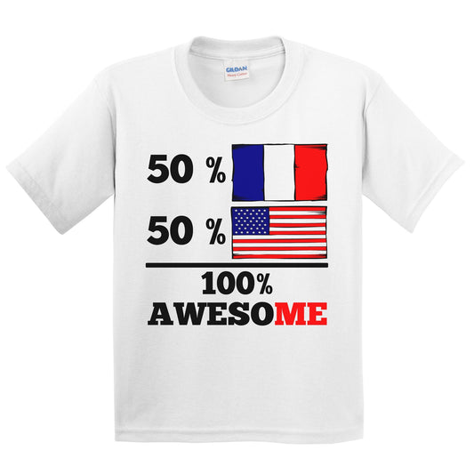 50% French 50% American 100% Awesome Kids Youth T-Shirt