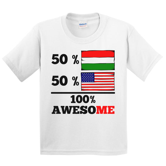 50% Hungarian 50% American 100% Awesome Kids Youth T-Shirt