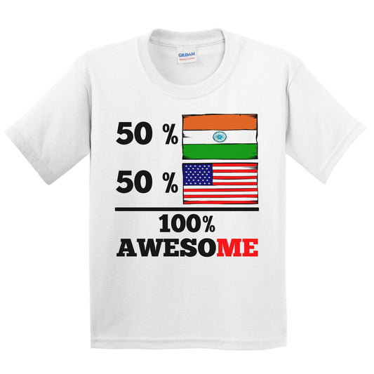 50% Indian 50% American 100% Awesome Kids Youth T-Shirt