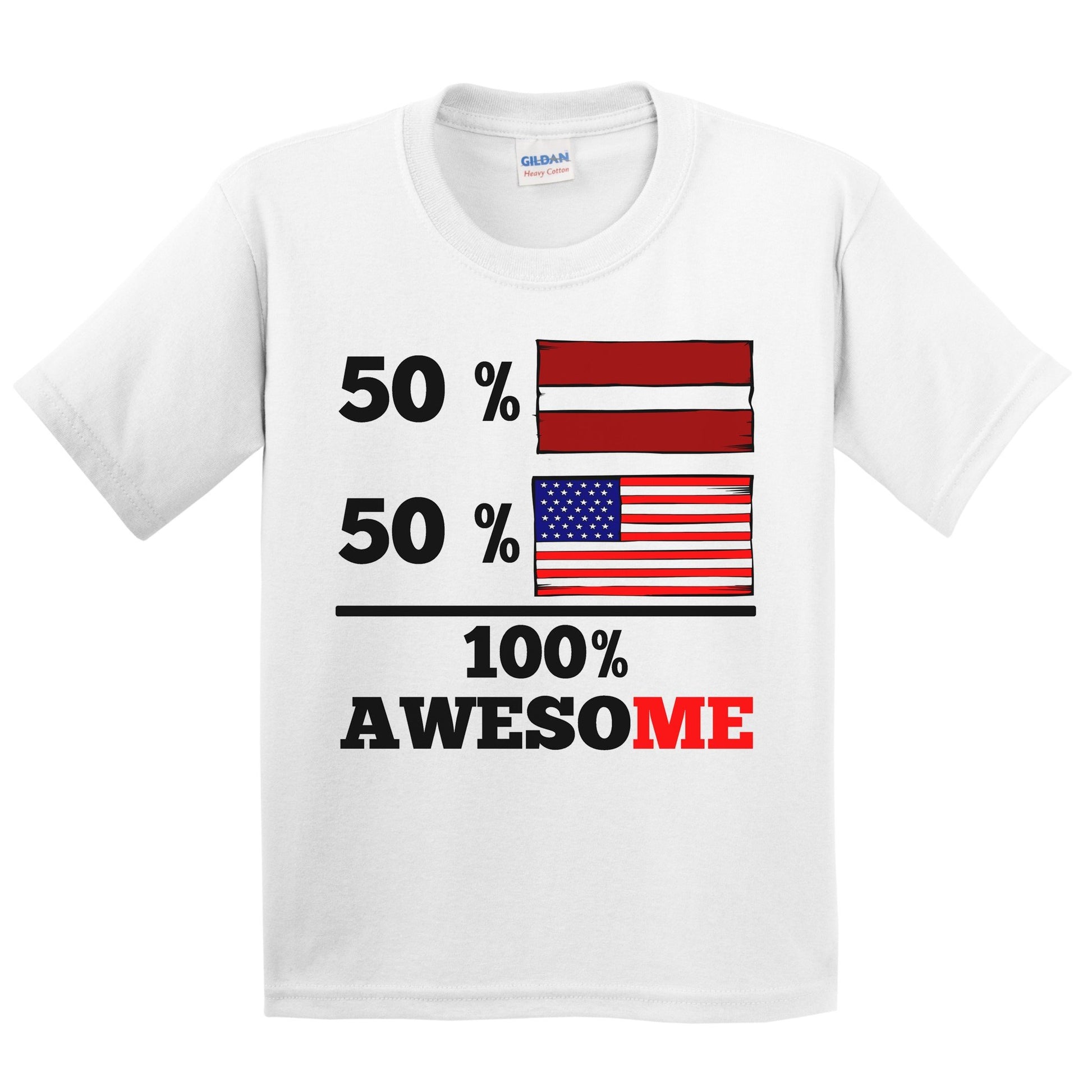 50% Latvian 50% American 100% Awesome Kids Youth T-Shirt