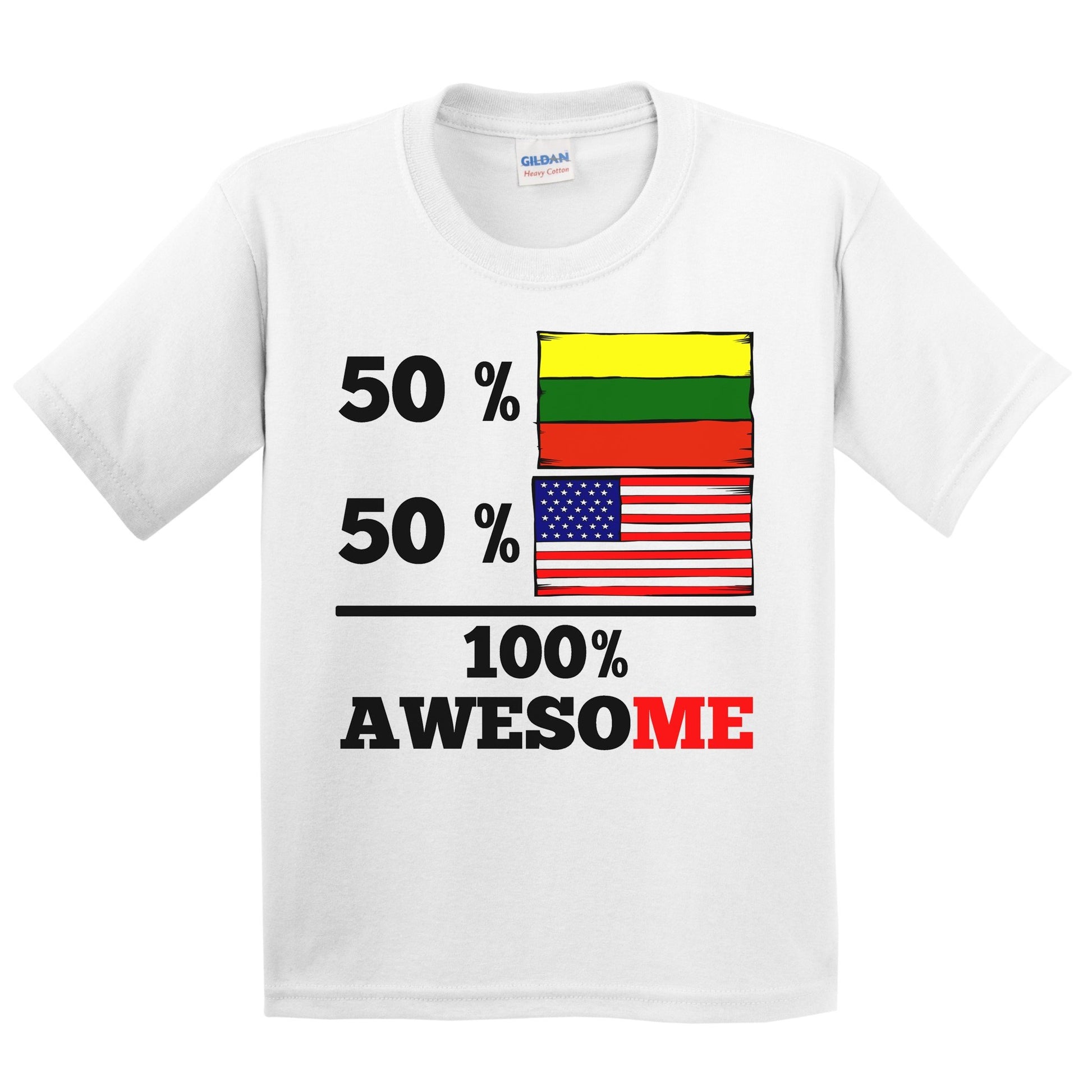 50% Lithuanian 50% American 100% Awesome Kids Youth T-Shirt