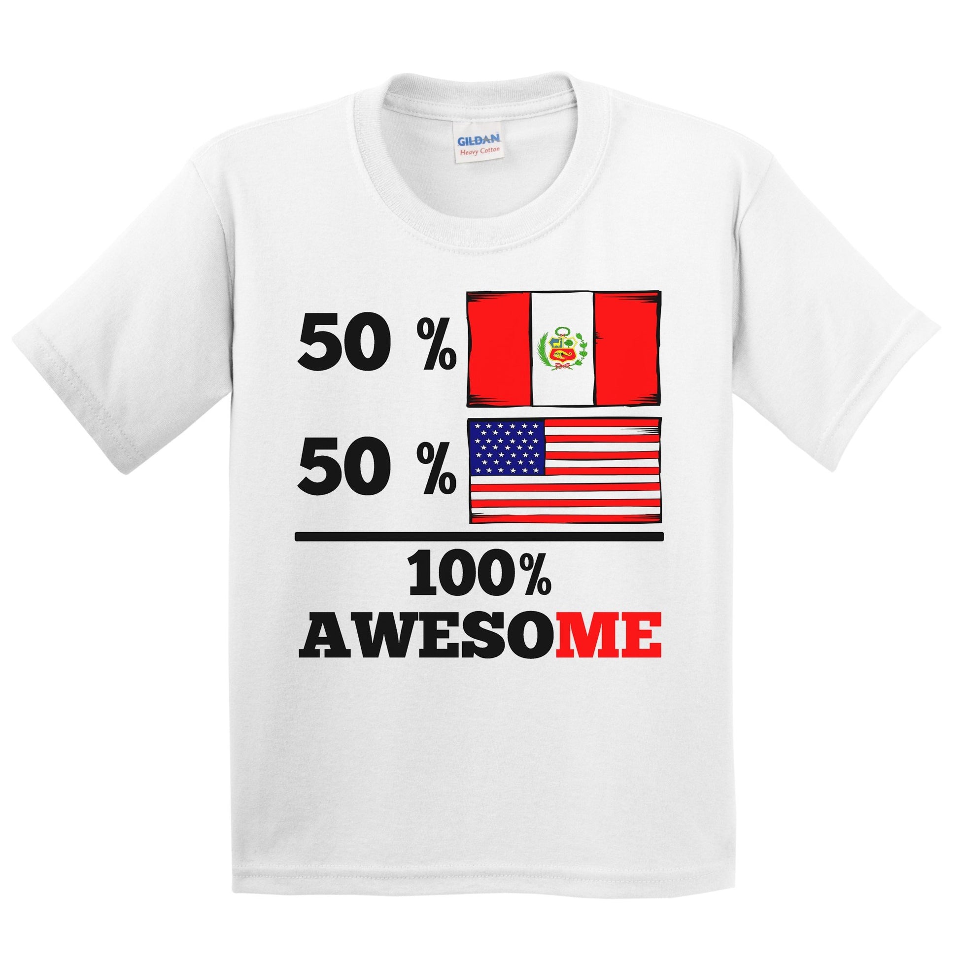 50% Peruvian 50% American 100% Awesome Kids Youth T-Shirt