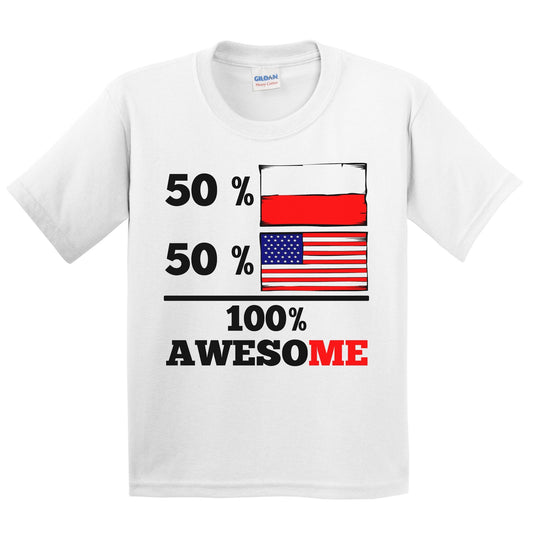 50% Polish 50% American 100% Awesome Kids Youth T-Shirt