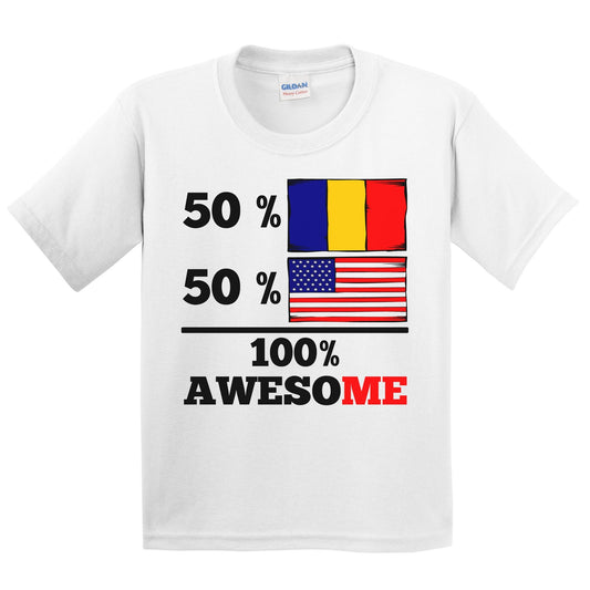 50% Romanian 50% American 100% Awesome Kids Youth T-Shirt