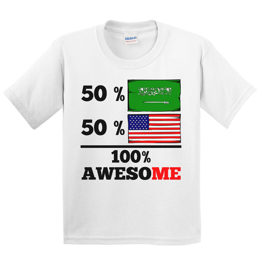 50% Saudi Arabian 50% American 100% Awesome Kids Youth T-Shirt