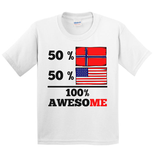 50% Scandinavian 50% American 100% Awesome Kids Youth T-Shirt