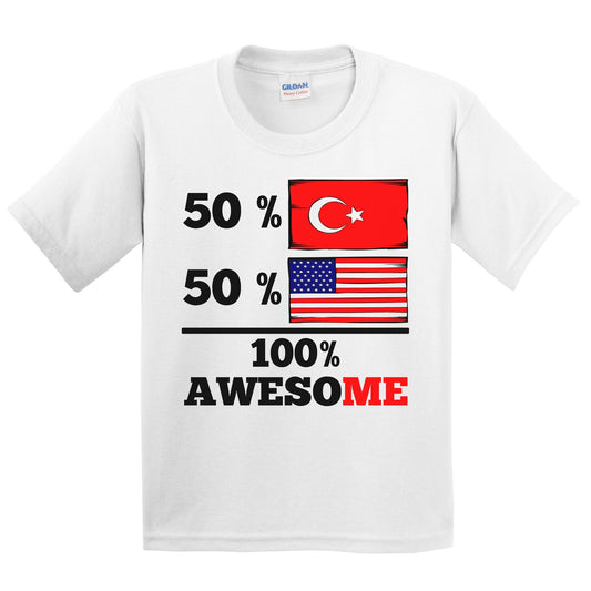 50% Turkish 50% American 100% Awesome Kids Youth T-Shirt