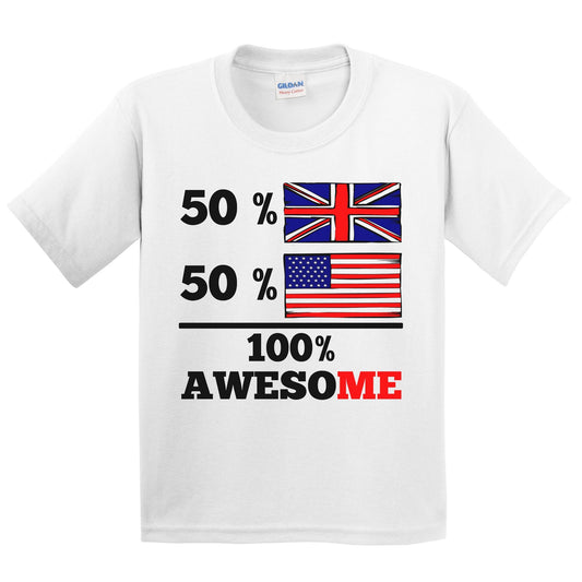 50% British 50% American 100% Awesome Kids Youth T-Shirt