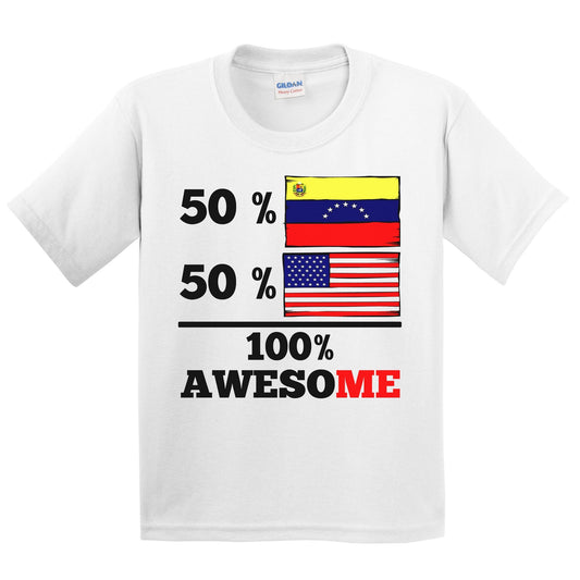 50% Venezuelan 50% American 100% Awesome Kids Youth T-Shirt