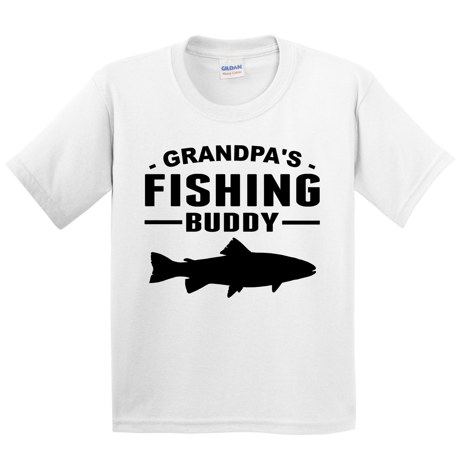 Grandpa's Fishing Buddy Cute Kids Youth T-Shirt for Grandchild