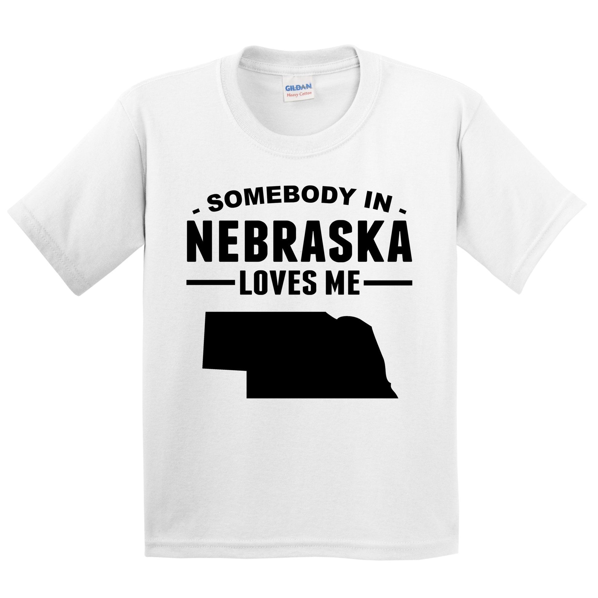 Somebody In Nebraska Loves Me Kids T-Shirt - Nebraska Youth Shirt