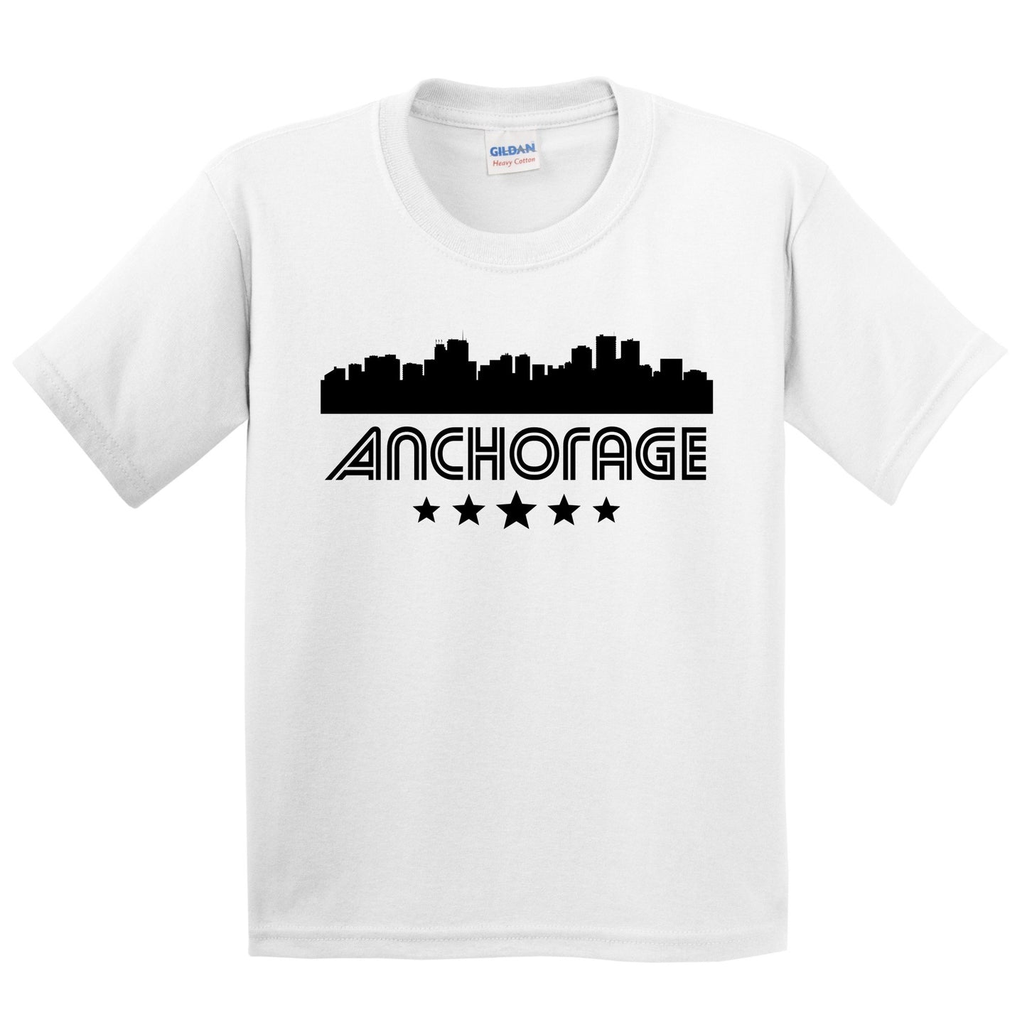 Anchorage Alaska Skyline Retro Style Kids T-Shirt