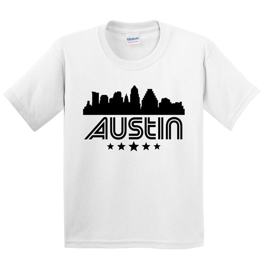 Austin Texas Skyline Retro Style Kids T-Shirt