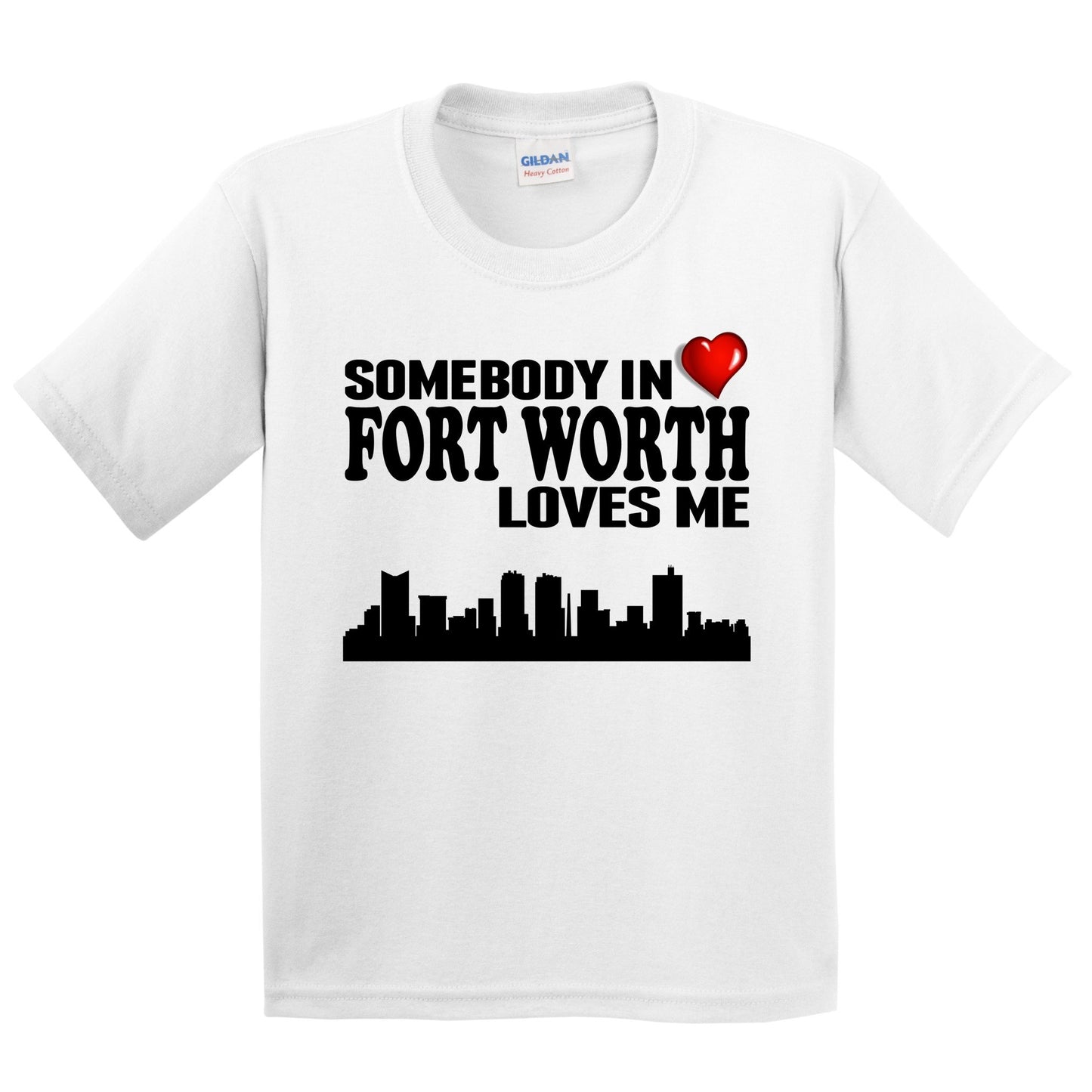 Somebody In Fort Worth Loves Me Kids Youth T-Shirt